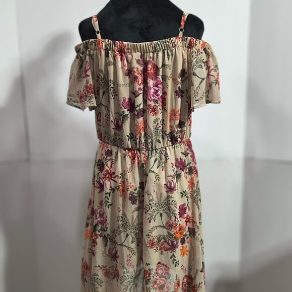 AUW Floral Off Shoulder High Low Floral Flowing Dress Women's XL - Picture 5 of 12